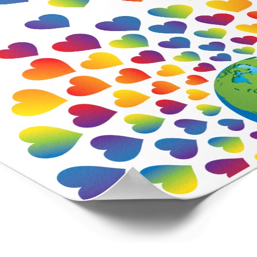 Elegantes Minimalistisches Rainbow Herzdesign Poster (Ecke)