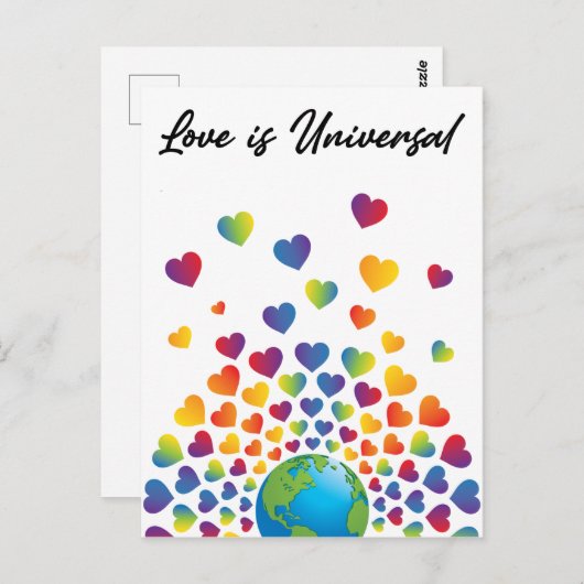 Elegantes Minimalistisches Rainbow Herzdesign Postkarte (Vorne/Hinten)