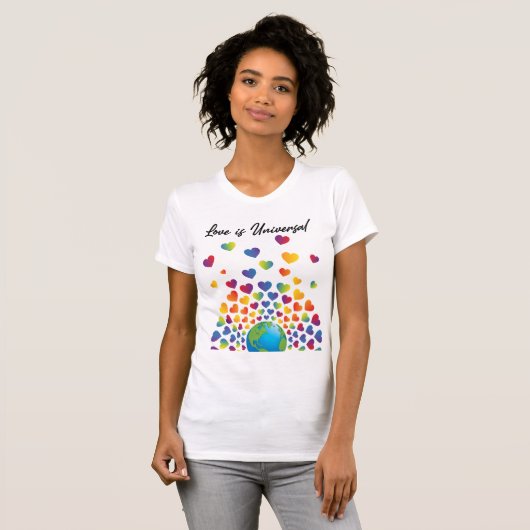 Elegantes Minimalistisches Rainbow Herzdesign T-Shirt (Vorne ganz)