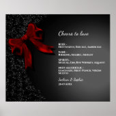 Elegantes Minimalistisches Red Bow Einfaches Menü Poster (Vorne)