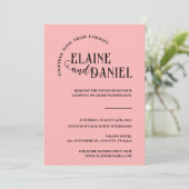 Elegantes Minimalistisches Rosa Foto Hochzeit Einladung (Stehend Vorderseite)