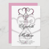 Elegantes Minimalistisches rosa Herz Einladung (Vorne/Hinten)
