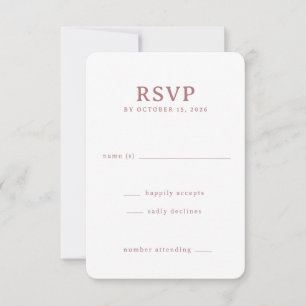 Elegantes minimalistisches Rosa RSVP Karte
