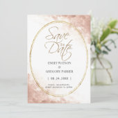 Elegantes, minimalistisches Rose-Gold Save the Dat Date (Stehend Vorderseite)