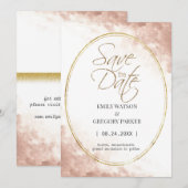 Elegantes, minimalistisches Rose-Gold Save the Dat Date (Vorne/Hinten)