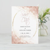 Elegantes, minimalistisches Rose-Gold Save the Dat Date (Stehend Vorderseite)