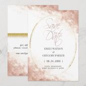 Elegantes, minimalistisches Rose-Gold Save the Dat Date (Vorne/Hinten)