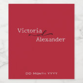 Elegantes Minimalistisches Rotes Weinlabel Weinetikett (Einzelnes Label)