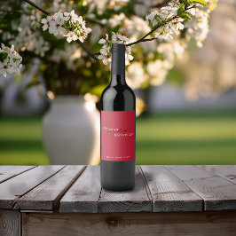 Elegantes Minimalistisches Rotes Weinlabel Weinetikett