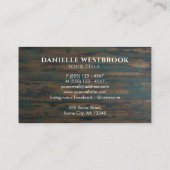 Elegantes Minimalistisches rustikales Dunkles Holz Visitenkarte (Rückseite)