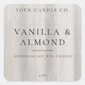 Elegantes, Minimalistisches Rustikales Holzkerzenl Quadratischer Aufkleber (Vorderseite)