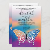 Elegantes Minimalistisches Schmetterlingdesign und Einladung (Vorne/Hinten)