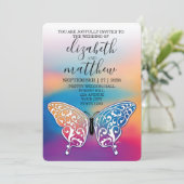 Elegantes Minimalistisches Schmetterlingdesign und Einladung (Stehend Vorderseite)