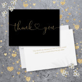 Elegantes Minimalistisches Schwarz-Gold-Script-Her Dankeskarte