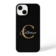 Elegantes Minimalistisches Schwarz-Gold-Script-Mon