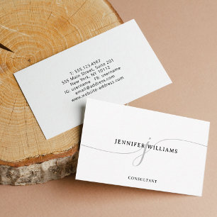 Elegantes Minimalistisches Schwarz-Grau-Script-Mon Visitenkarte