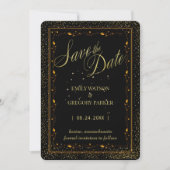 Elegantes Minimalistisches Schwarz und Gold Save t Save The Date (Vorderseite)