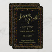 Elegantes Minimalistisches Schwarz und Gold Save t Save The Date (Vorne/Hinten)