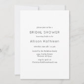 Elegantes Minimalistisches Schwarz-Weiß-Brautparty Einladung (Vorderseite)