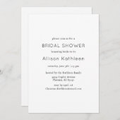 Elegantes Minimalistisches Schwarz-Weiß-Brautparty Einladung (Vorne/Hinten)