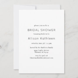 Elegantes Minimalistisches Schwarz-Weiß-Brautparty Einladung