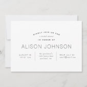 Elegantes Minimalistisches Schwarz-Weiß-Brautparty Einladung (Vorderseite)