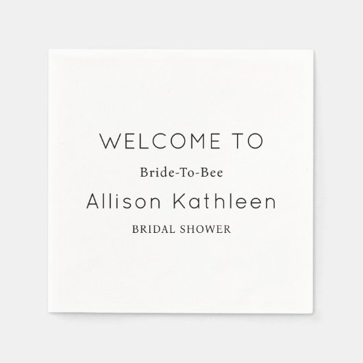 Elegantes Minimalistisches Schwarz-Weiß-Brautparty Serviette (Vorderseite)