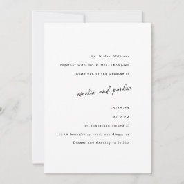 Elegantes Minimalistisches Schwarz & Weiß Einladung