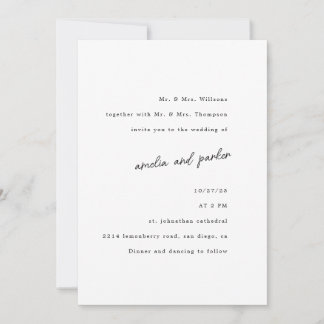 Elegantes Minimalistisches Schwarz & Weiß Einladung