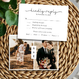 Elegantes Minimalistisches Schwarz-Weiß-Foto Hochz RSVP Karte