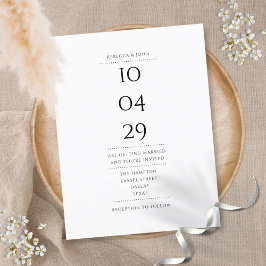 Elegantes Minimalistisches Schwarz-Weiß-Hochzeitda Einladungspostkarte