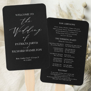 Elegantes minimalistisches Schwarz-Weiß-Hochzeitsp Fächer