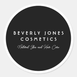 Elegantes Minimalistisches Schwarz-Weiß-Kosmetikla Runder Aufkleber