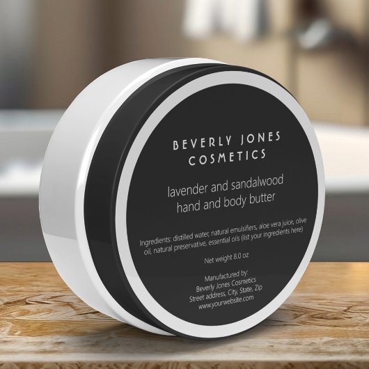 Elegantes Minimalistisches Schwarz-Weiß-Kosmetikla Runder Aufkleber