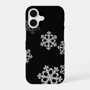 Elegantes minimalistisches Schwarz-Weiß-Schneemust iPhone 16 Hülle