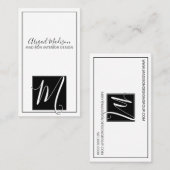 Elegantes Minimalistisches Schwarz-Weiß-Script-Mon Visitenkarte (Vorne/Hinten)