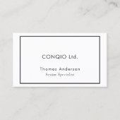 Elegantes Minimalistisches Schwarz-Weiß-Unternehme Visitenkarte (Vorderseite)