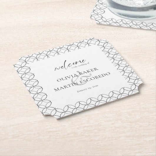 Elegantes Minimalistisches Schwarz-weiß Untersetzer (angewinkelt)