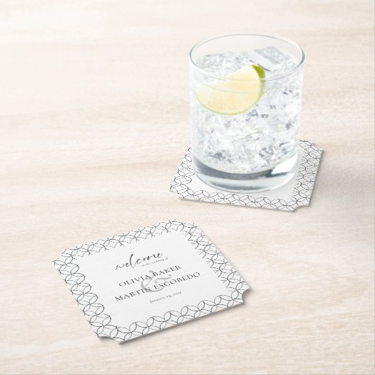 Elegantes Minimalistisches Schwarz-weiß Untersetzer (Vor Ort)