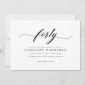 Elegantes Minimalistisches Schwarz-weißes 40. Gebu Einladung (Vorderseite)