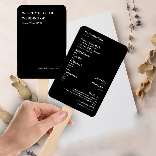 Elegantes Minimalistisches Schwarz-weißes Hochzeit Fächer