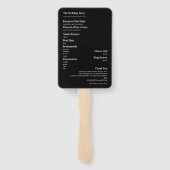 Elegantes Minimalistisches Schwarz-weißes Hochzeit Fächer (Rückseite)