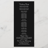 Elegantes minimalistisches schwarz-weißes Hochzeit Programm (Rückseite)