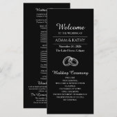 Elegantes minimalistisches schwarz-weißes Hochzeit Programm (Vorne/Hinten)