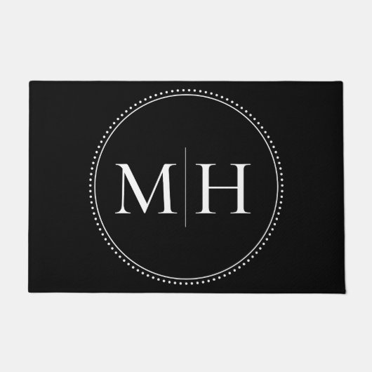 Elegantes Minimalistisches Schwarz-weißes Monogram Fußmatte (Vorderseite)
