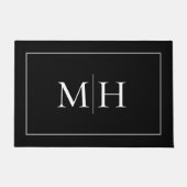 Elegantes Minimalistisches Schwarz-weißes Monogram Fußmatte (Vorderseite)