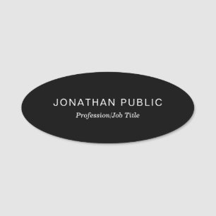 Elegantes Minimalistisches Schwarzes Design Einfac Namensschild