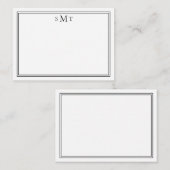 Elegantes Minimalistisches Schwarzes Dreibuchstabe Mitteilungskarte (Vorne/Hinten)