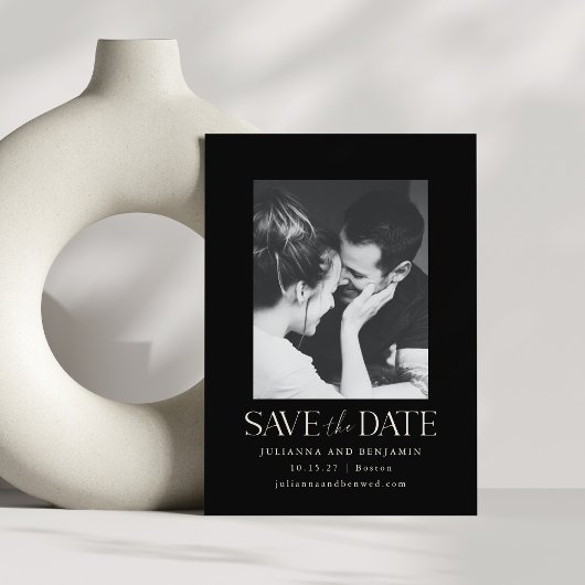 Elegantes Minimalistisches Schwarzes Foto Hochzeit Save The Date