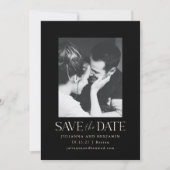 Elegantes Minimalistisches Schwarzes Foto Hochzeit Save The Date (Vorderseite)